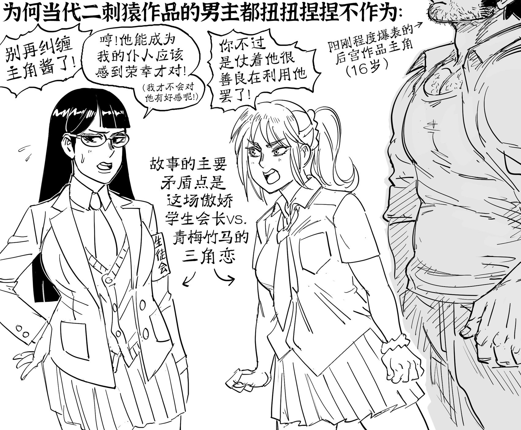 把那种典型的日式怂包小白脸男主换成一位猛男